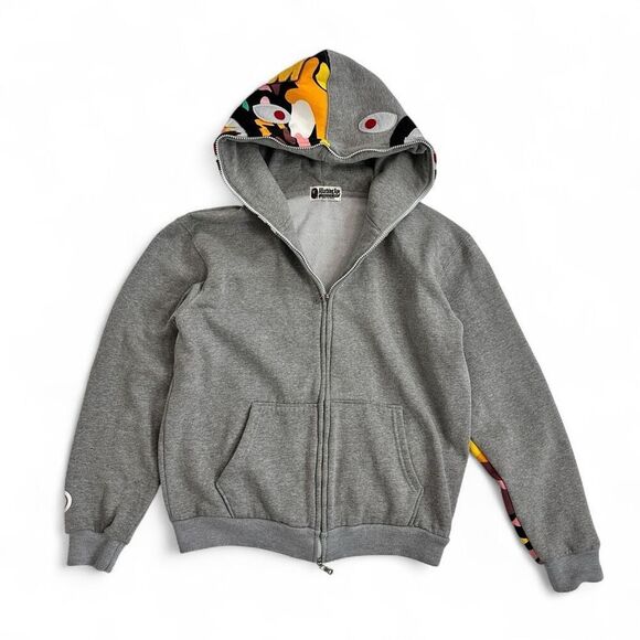 Bape Shark Full Zip Hoodie Gray Multicolor Camo WGM Tiger Japan M/L Nigo Harajuk - Picture 3 of 16